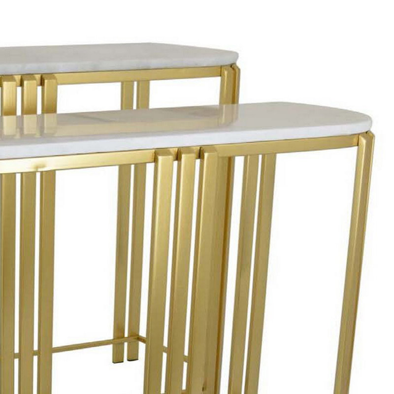 Everly Quinn Barhamsville Marble Top Nesting Tables | Wayfair